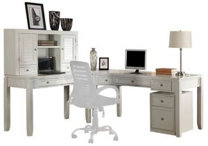 Parker House® Boca 5-Piece Cottage White L-Shaped Office Desk with Lateral File and Hutch Set