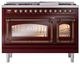 Ilve® Nostalgie II Noblesse 48'' Burgundy Pro Style Dual Fuel Range with Burnished Trim-1