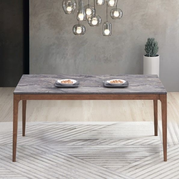 ACME Furniture Bevis Gray Dining Table with Walnut Base-3