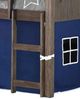 Donco Kids Barn Door Blue/Brushed Shadow Youth Twin Low Loft with Tent Kit-2