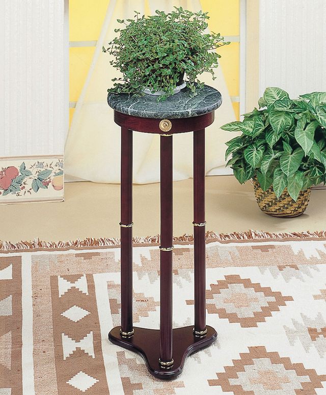 Coaster® Edie Merlot Round Marble Top Accent Table with Brown Base-1