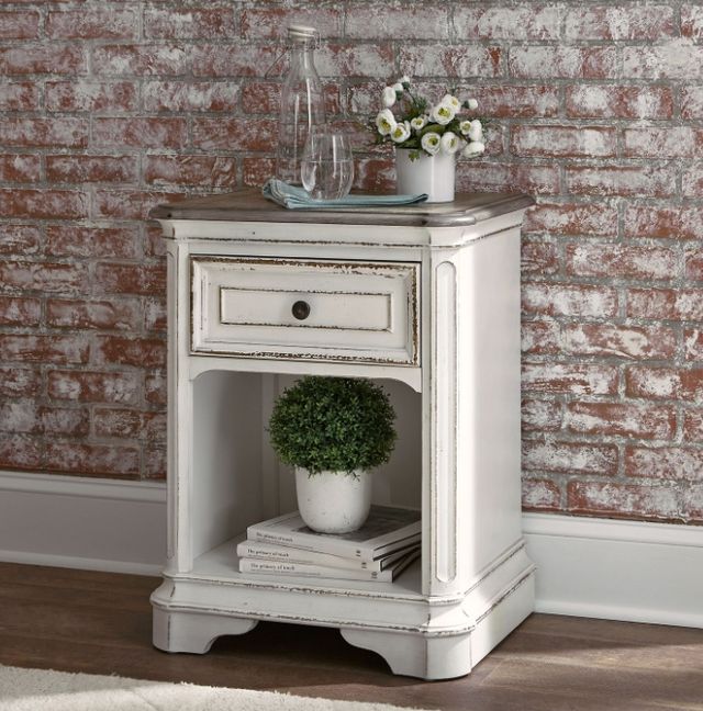 Liberty Furniture Magnolia Manor Antique White/Weathered Bark Nightstand-1