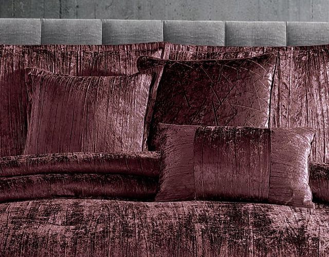 Hallmart Collectibles Taos 7-Piece Plum King Velvet Comforter Set-1