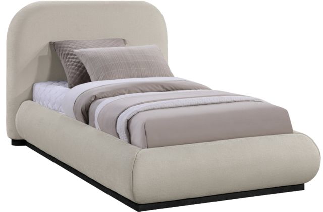 Meridian Furniture Vaughn Beige Twin Chenille Fabric Upholstered Panel Bed-0