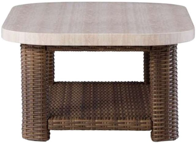 Signature Design by Ashley® Angel Island Beige Aluminum/Wicker Rattan Outdoor Cocktail Table with Brown Base-2