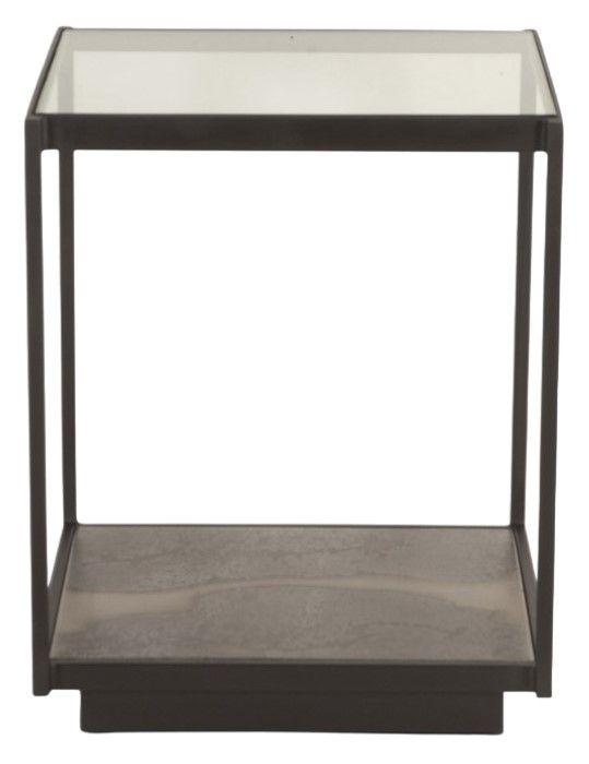 Home Trends & Design Moab Glass Top Side Table with Oxidized Black Base-1