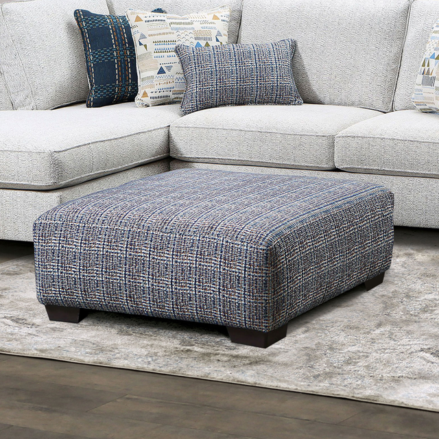 Furniture of America® Chepstow Blue Ottoman-1