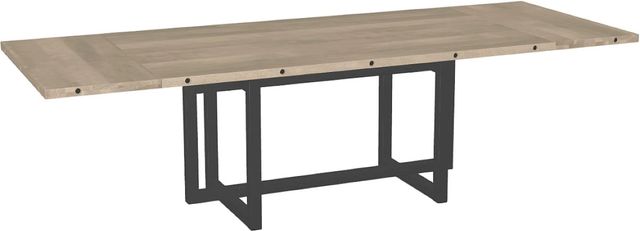 Amisco Customizable Ezra 84" Rectangular Extendable Table with Decorative Bolts, 1.5" Solid Birch Top and 2 Leaves-1