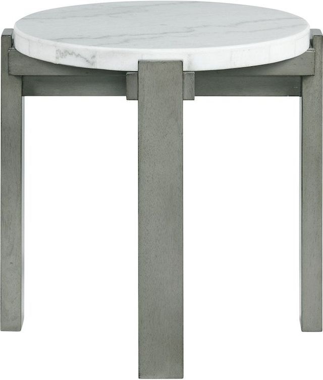 Elements International Rosamel White End Table with Ash Brown Base-1