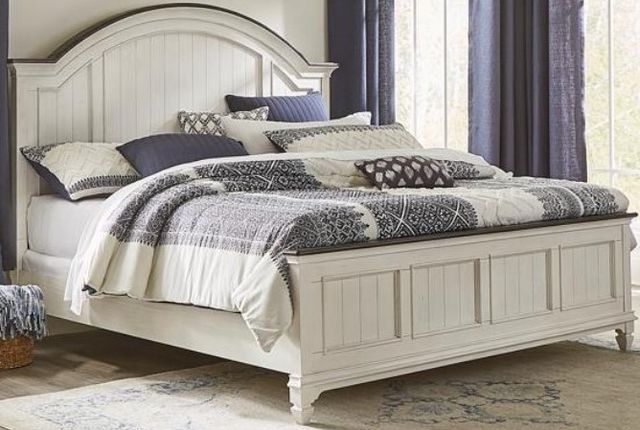 Liberty Furniture Allyson Park Charcoal/Wirebrushed White Arched Panel Bed-0