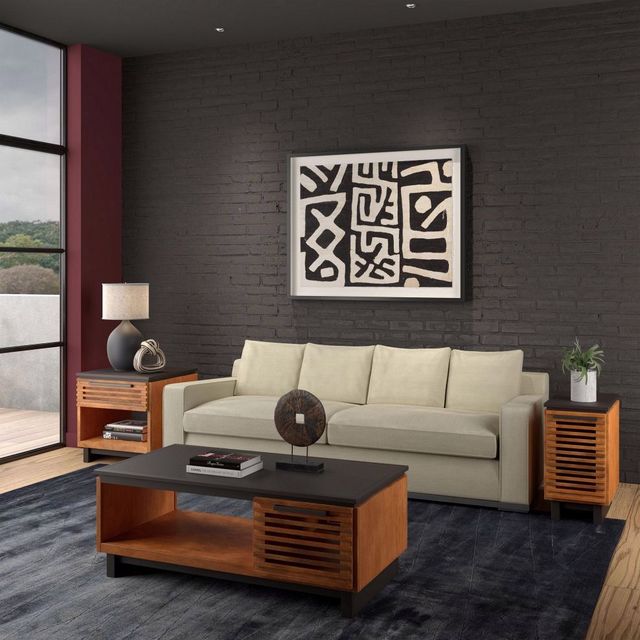 Legends Home Graceland Bourbon Chairside Table with Matter Black Top -7