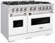 ZLINE Classic Series 48" Stainless Steel and White Matte Pro Style Dual Fuel Range with White Matte Door-2
