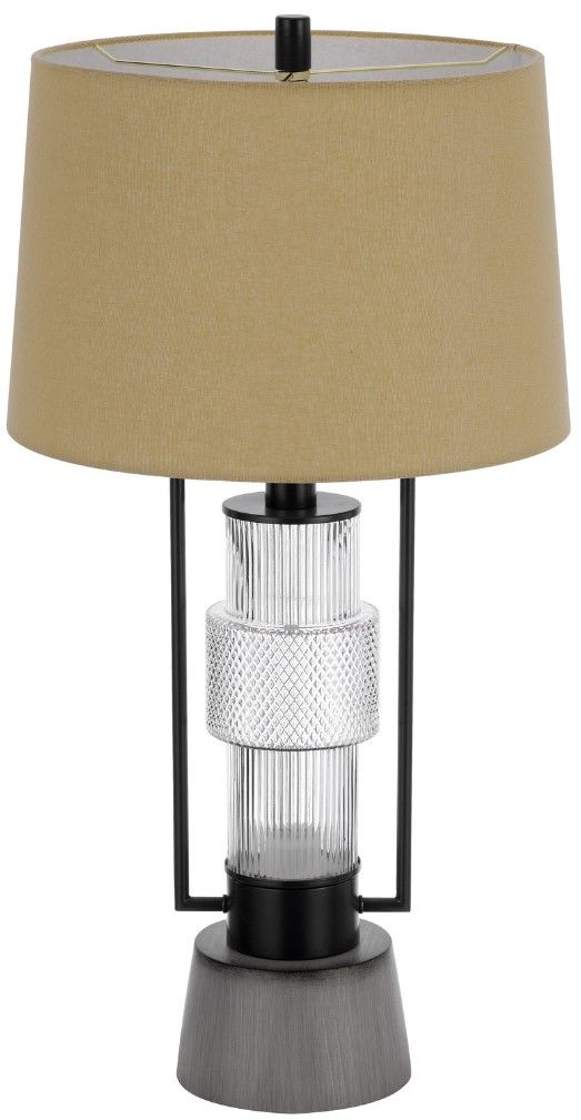 Cal® Lighting & Accessories Vallda Cement/Concrete/Matte Black Table Lamp-2