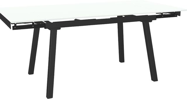 Amisco Customizable Lewis 72" Rectangular Extendable Table with 0.5" White Glass Top and 2 Leaves-1