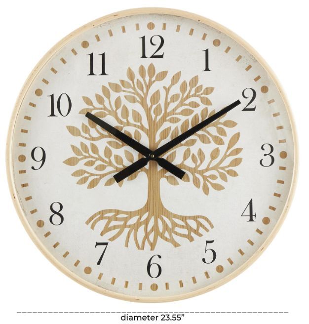 Deco Marche Beige Tree Wall Clock-3