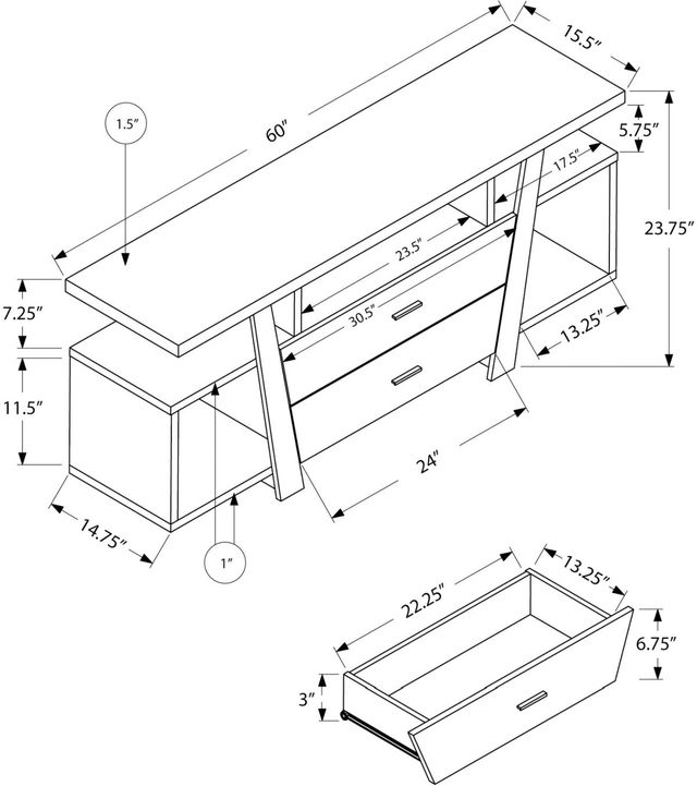 Monarch Specialties Inc. Dark Taupe TV Stand-1