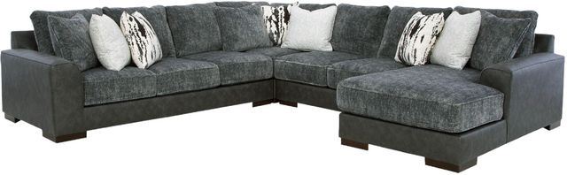 Signature Design by Ashley® Larkstone 4-Piece Pewter Right-Arm Facing Sofa Sectional and Chaise-0