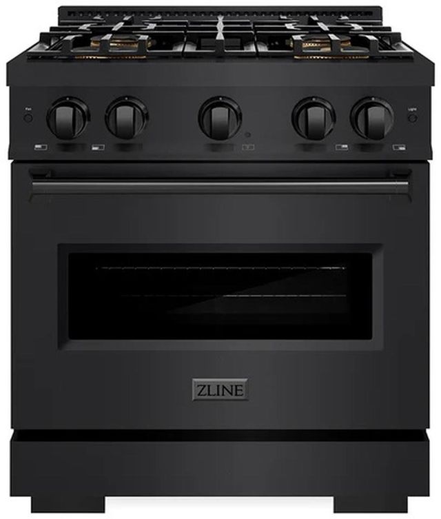 ZLINE 30" 4.2 cu. ft. Classic Gas Range with 4 Burner DuoPro™ Cooktop and Convection Gas Oven in Black Stainless Steel-0