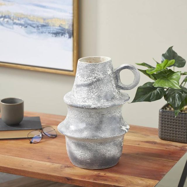 Deco Marche Light Gray Distressed Fluted Vase-4