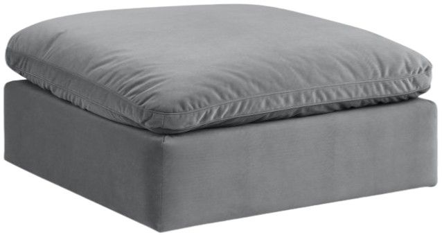 Meridian Furniture Comfy Gray Velvet Ottoman-0