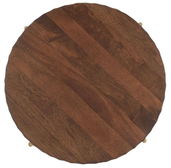 Home Trends & Design Santa Cruz Brown Round Side Table with Antique Bronze Base-2