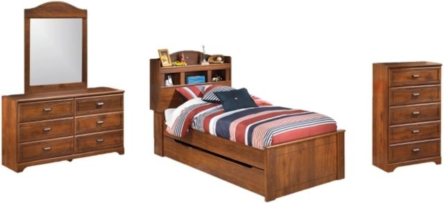 Signature Design by Ashley® Barchan 4-Piece Medium Brown Twin Bookcase Bed Set-0