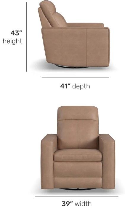 Flexsteel® Dutch Desert Leather Power Swivel Gliding Recliner with Power Headrest and Lumbar-2