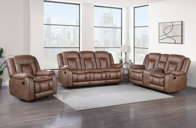 New Classic® Home Furnishings Morello Brown Dual Manual Reclining Loveseat-1