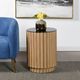 StyleCraft Black Glass Top Side Table with Natural Base-3