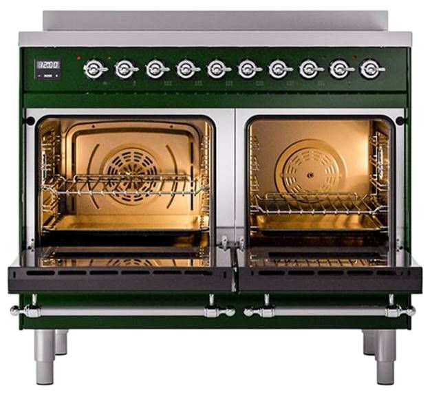 Ilve® Nostalgie II Noblesse 40'' Emerald Green Pro Style Induction Range with Chrome Trim-2