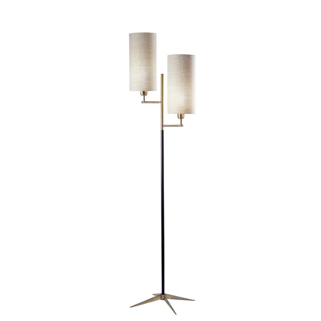 Adesso® Davis Matte Black And Antique Brass Floor Lamp-0