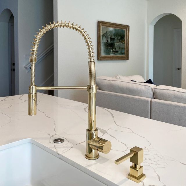ZLINE Autograph Edition Polsiehd Gold Sierra Pull Down Spring Single Handle Kitchen Faucet-2