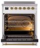 Ilve® Nostalgie II Noblesse 30'' White Pro Style Induction Range with Brass Trim-2