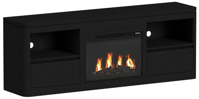 Elements International Rosalie Black 71" TV Console with Fireplace Insert -0