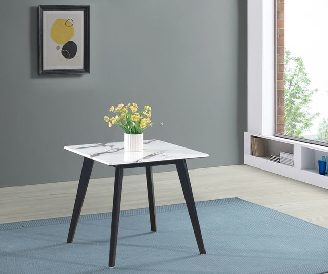 Coaster® Bayhill Faux Marble Top End Table with Black Metal Tapered Legs -4