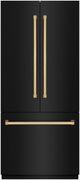 ZLINE Autograph Edition 36" 19.6 Cu. Ft. Black Stainless Steel Built-In French Door Refrigerator with Polished Gold Accents-0
