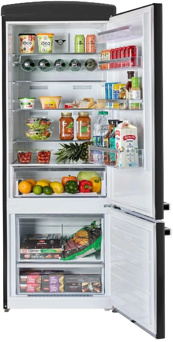 Unique® Appliances Classic Retro 28" 17 Cu. Ft. Matte Black Counter Depth Bottom Freezer Refrigerator-2