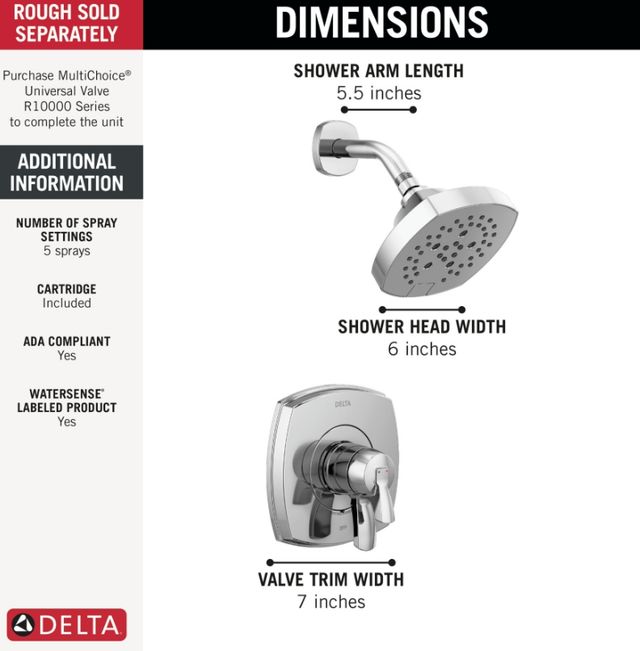 Delta Stryke® 17 Series Lumicoat® Chrome Shower Only-1