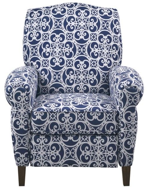 Olliix by Madison Park Kirby Navy Multi Push Back Recliner-3