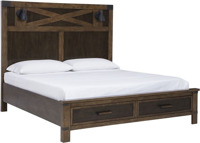 Benchcraft® Wyattfield 4-Piece Two-Tone Queen Storage Panel Bed Set-1