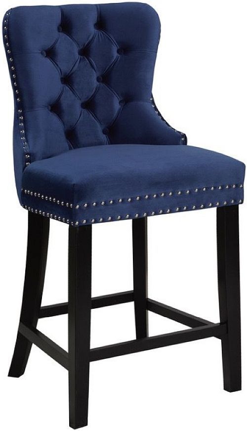 Brassex Inc. 2-Piece Black/Navy Bar Stool Set-0