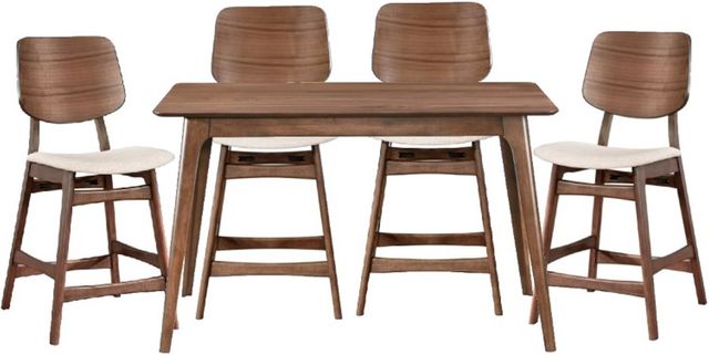New Classic® Home Furnishings Oscar 5-Piece Natural Beige/Walnut Counter Dining Set-0