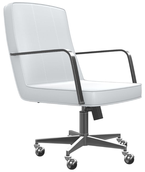 Modus Furniture One Brushed Stainless Steel/White Office Chair-0