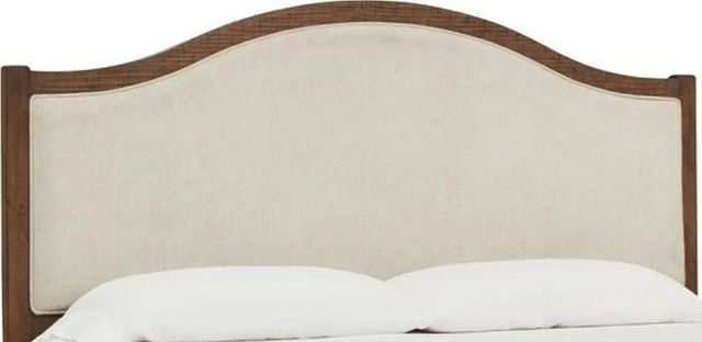 aspenhome® Hensley Beige/Honey Queen Upholstered Panel Bed-1