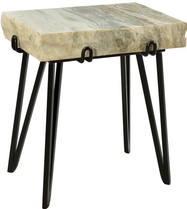 Moe's Home Collection Alpert Light Brown Marble Square Accent Table with Black Iron Legs-0