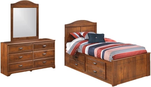 Signature Design by Ashley® Barchan 2-Piece Medium Brown Twin Panel Bed Set-0