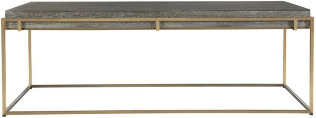 Uttermost® Surround Dark Walnut Coffee Table with  Brushed Brass Frame-3