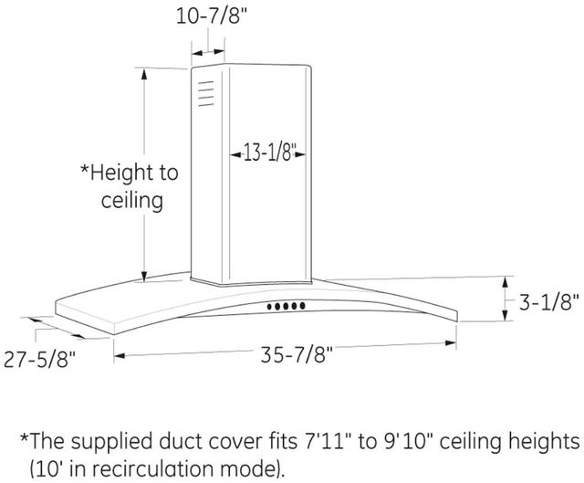 GE® 36" Stainless Steel Island Mount Chimney Range Hood-4