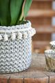 A & B Home 2-Piece Sage Green Basket Planters with Tassels-5