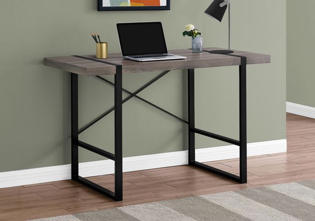 Monarch Specialties Inc. 48"L Dark Taupe and Black Metal Computer Desk-1